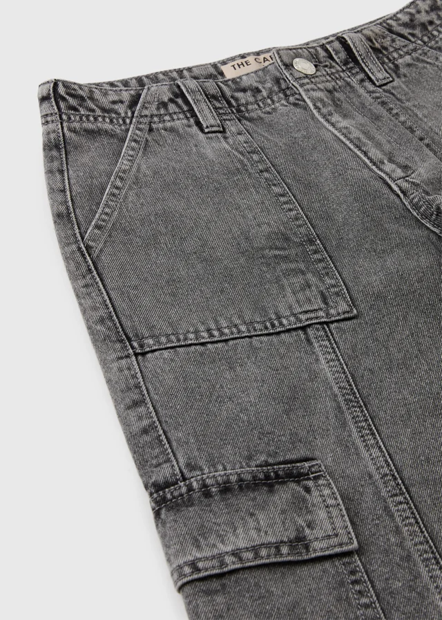 Girls Grey Cargo Jeans (7-15yrs)