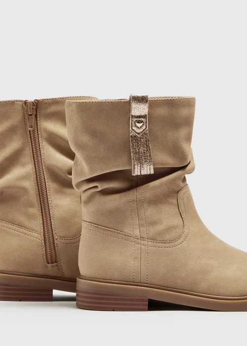 Girls Tan Western Slouch Boots (Younger 8-Older 2) - 8 infants Image 2