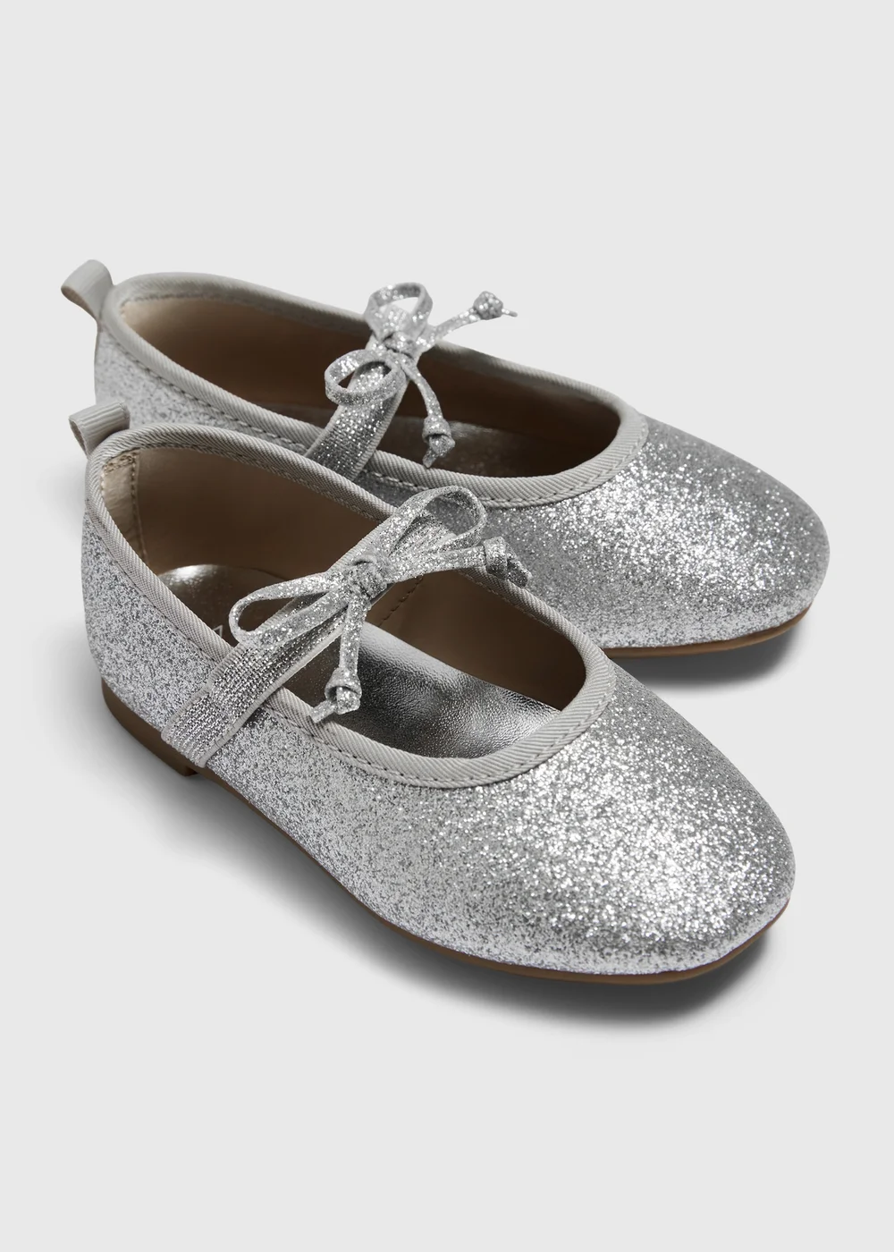 Girls Silver Ballet Flat Shoes (Younger 4-11) - 4 Infants Image 2