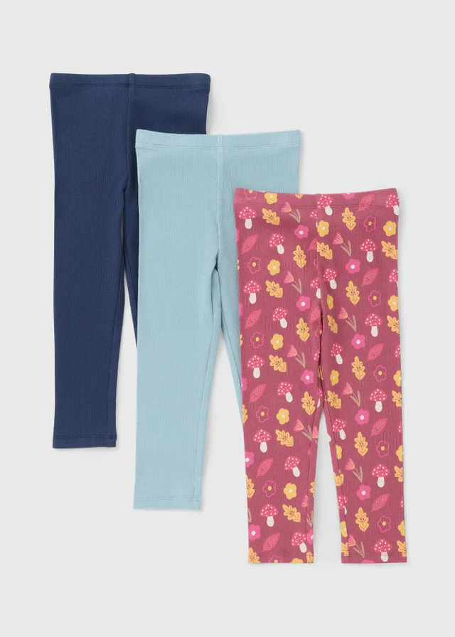 3 Pack Girls Ribbed Woodland Leggings (1-8 Yrs)