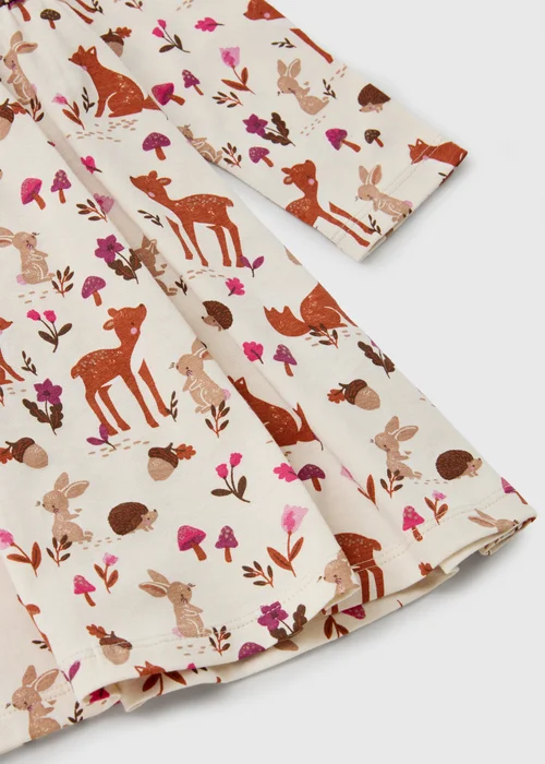 Girls Cream Woodland Print Dress (1-8yrs) - 1-1.5 Yrs Image 2