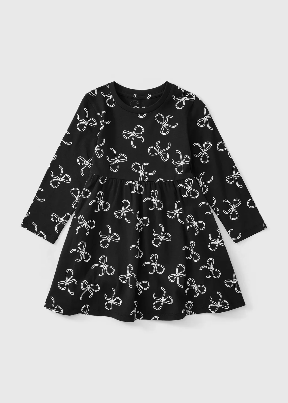 Girls Black Bow Print Dress (1-8yrs) - 1-1.5 Yrs Image 1