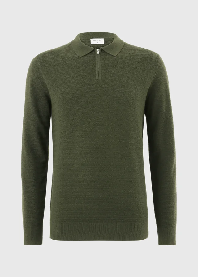 Khaki Ribbed Polo Shirt