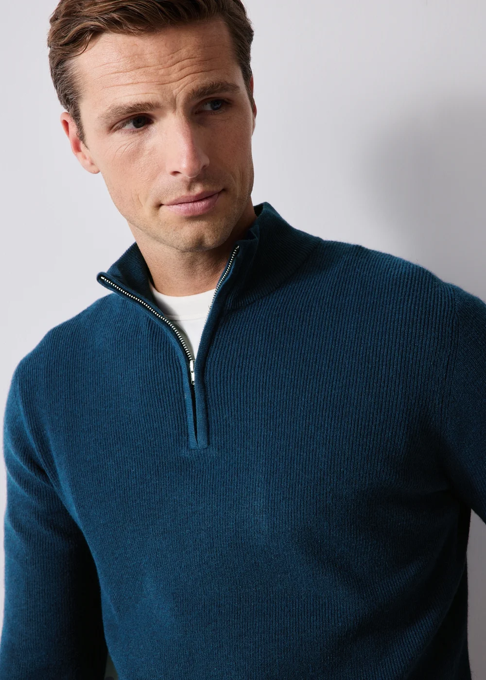 Teal Quarter Zip Jumper - S Image 3