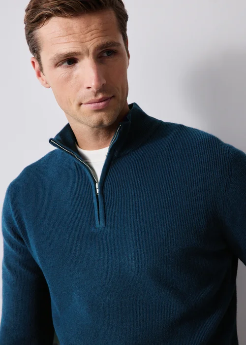 Teal Quarter Zip Jumper - S Image 3