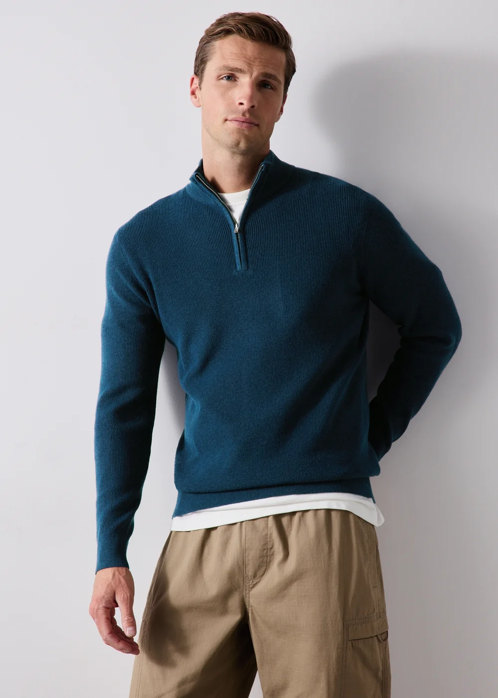 Teal Quarter Zip Jumper - S Image 1