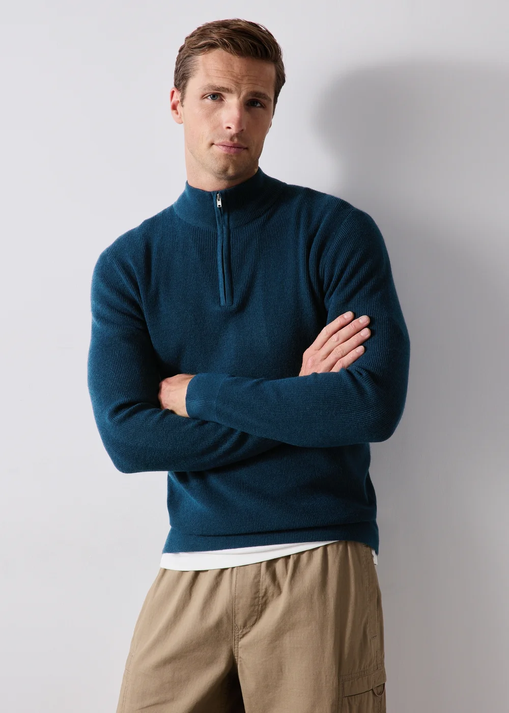 Teal Quarter Zip Jumper - S Image 4