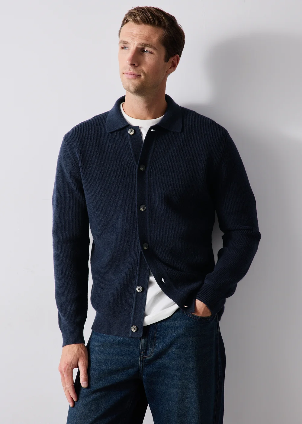 Navy Smart Button Through Cardigan - S Image 2