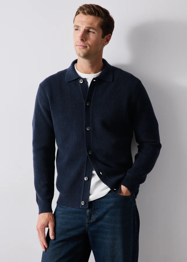 Navy Smart Button Through Cardigan