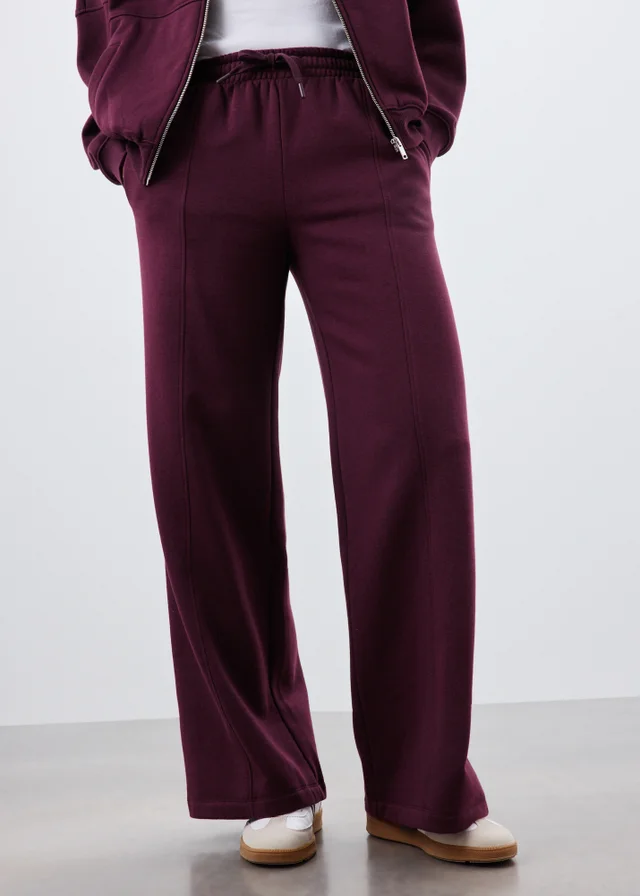 Burgundy Wide Leg Co Ord Jogging Bottoms