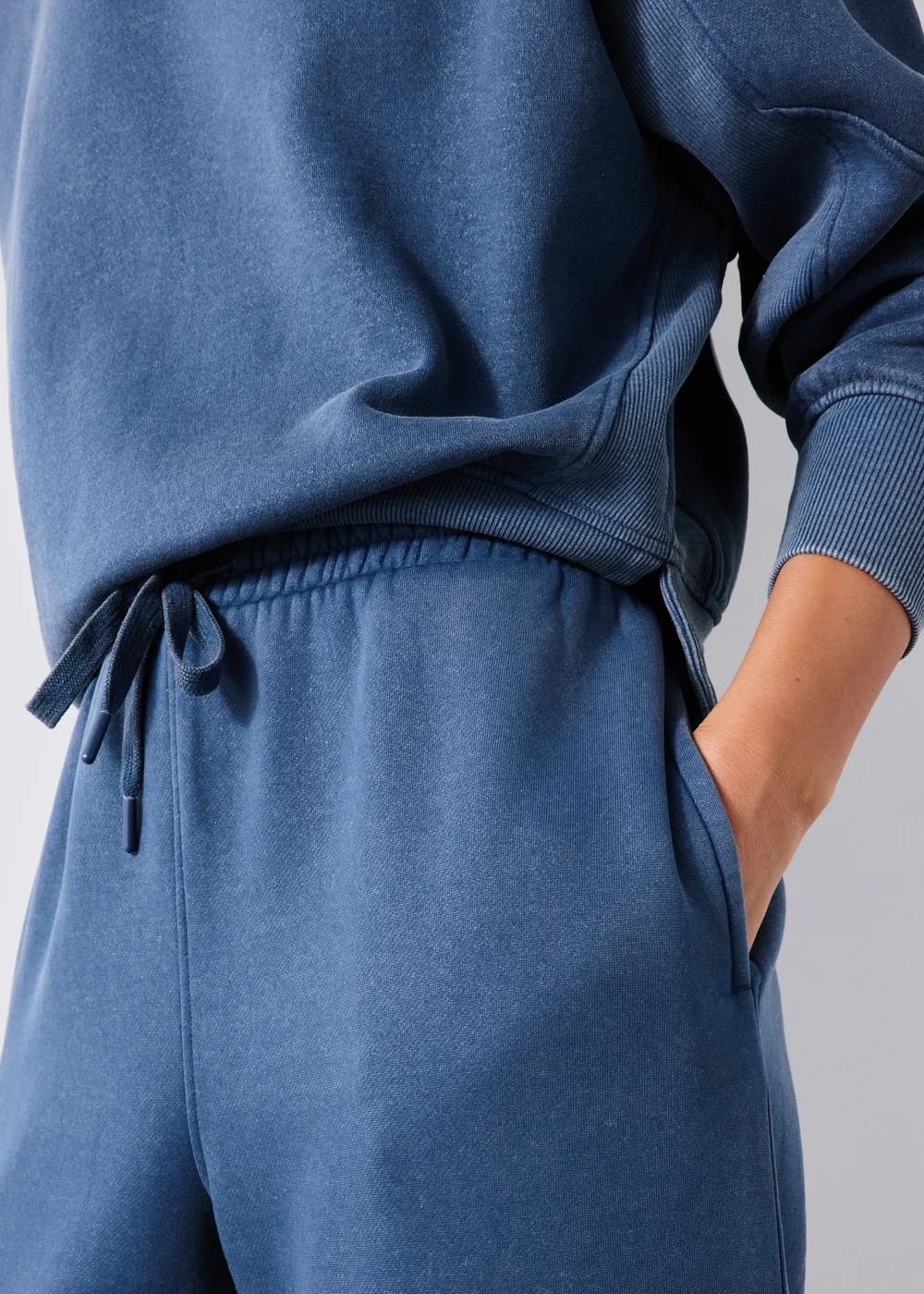 Denim Blue Acid Wash Wide Leg Co Ord Jogging Bottoms - XS Image 4