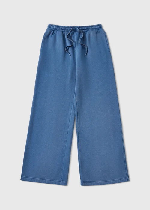 Denim Blue Acid Wash Wide Leg Co Ord Jogging Bottoms - XS Image 5