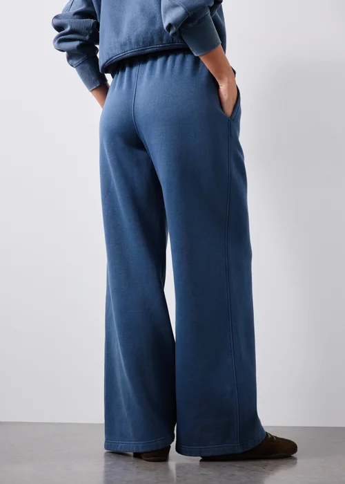 Denim Blue Acid Wash Wide Leg Co Ord Jogging Bottoms - XS Image 3