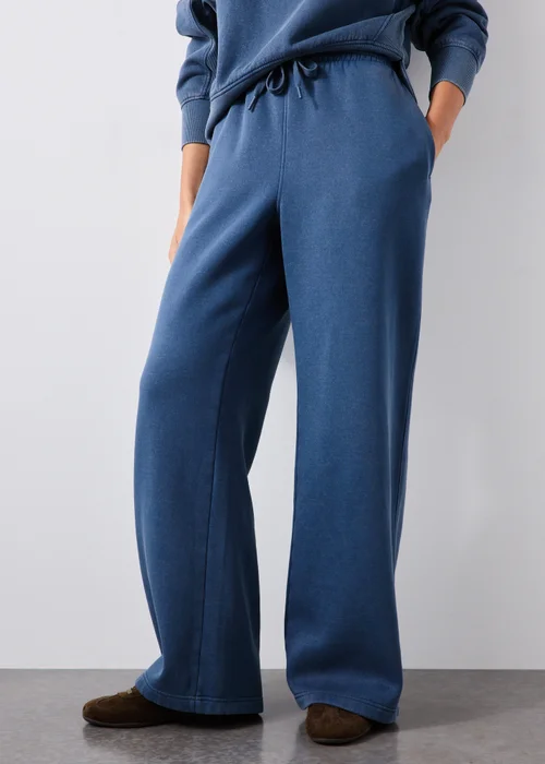 Denim Blue Acid Wash Wide Leg Co Ord Jogging Bottoms - XS Image 2