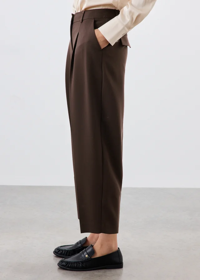 Brown Barrel Leg Trousers