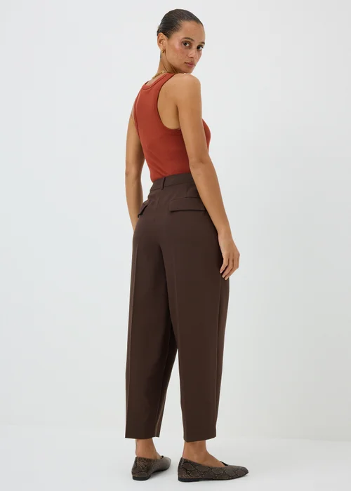 Brown Barrel Leg Trousers - 8/L29 Image 3