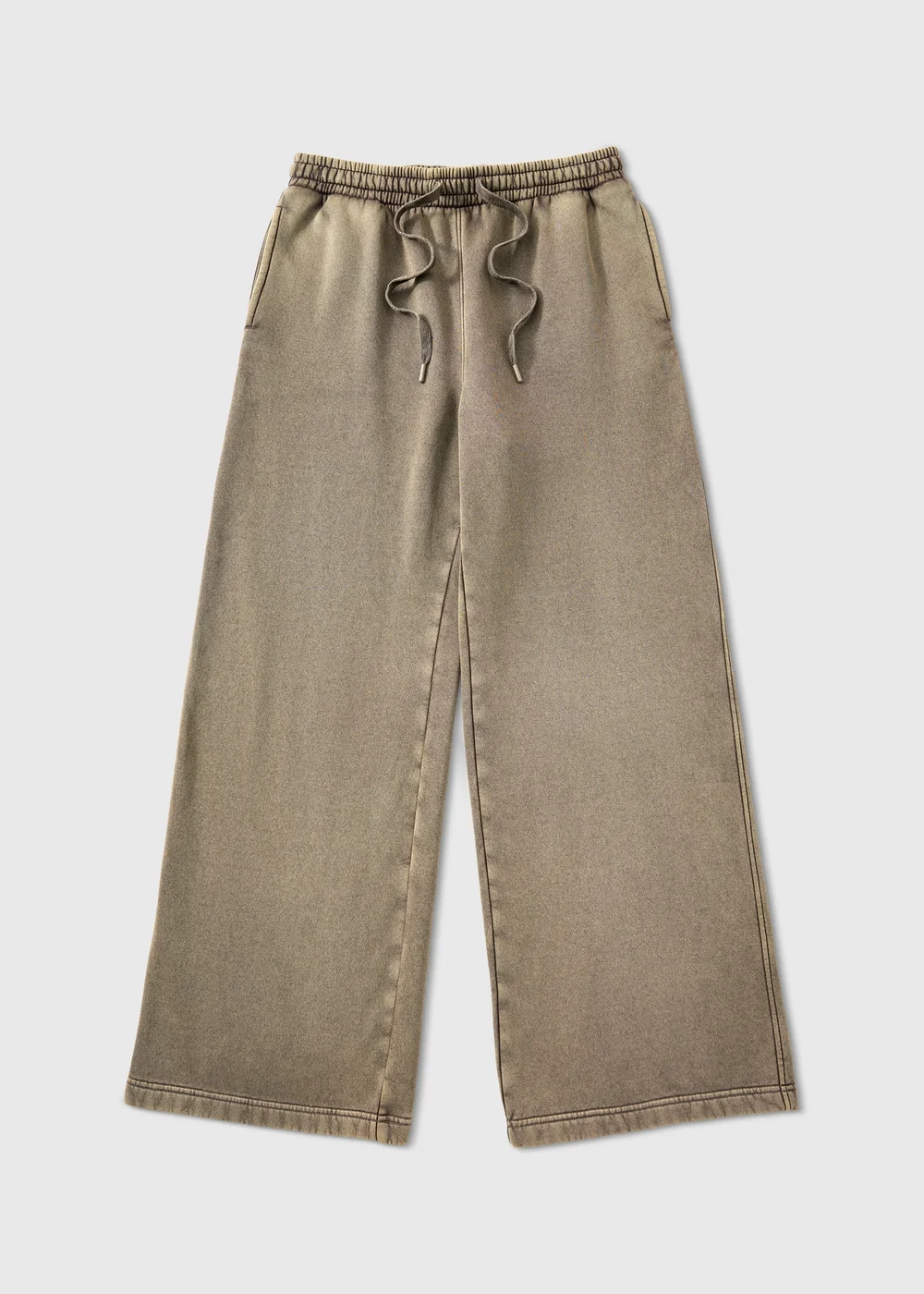 Brown Acid Wash Wide Leg Jogging Bottoms - XS Image 1