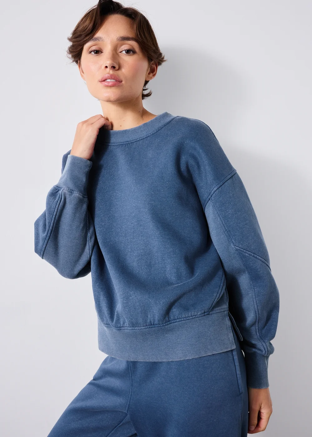 Denim Blue Acid Wash Co Ord Jumper - XS Image 1