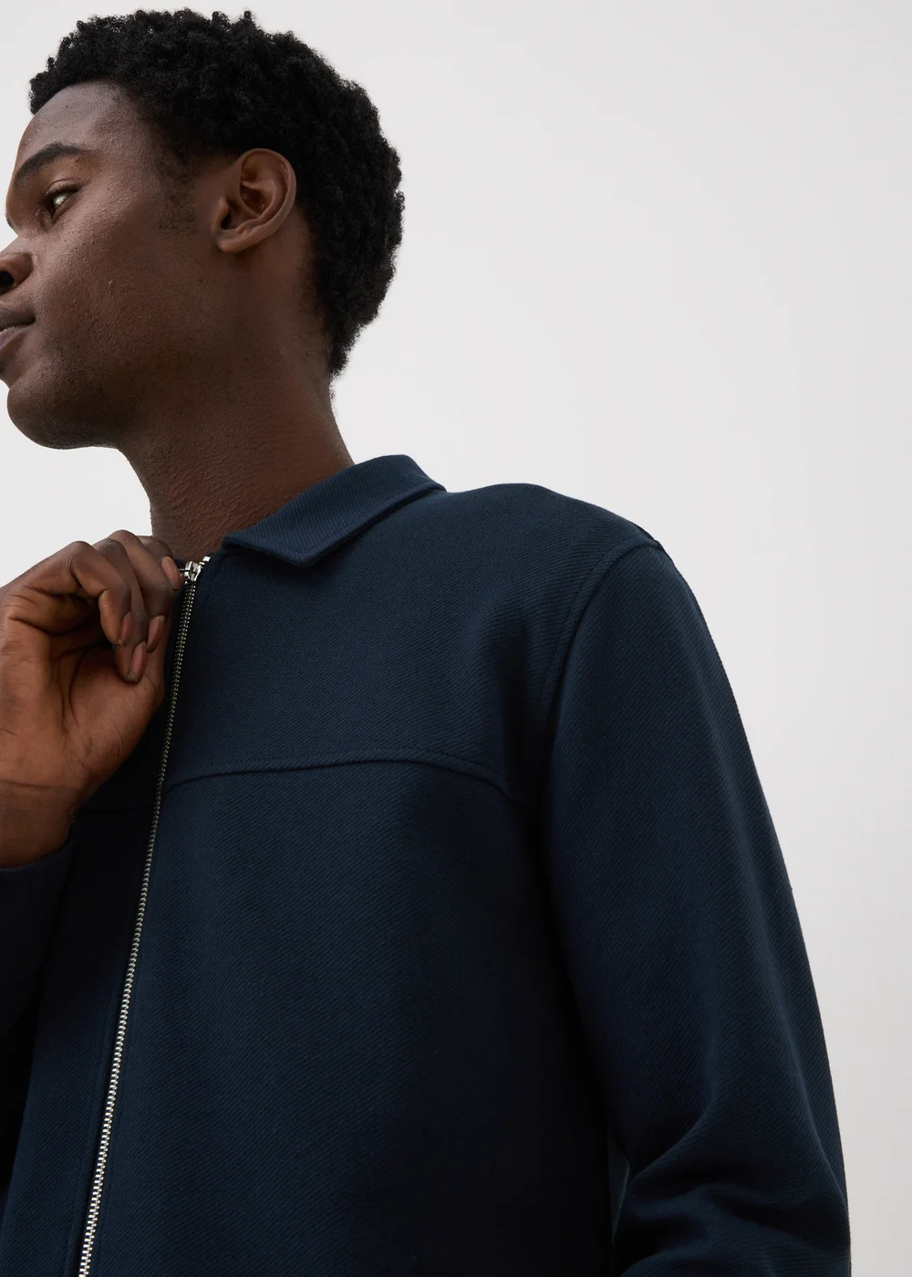Navy Twill Jersey Jacket - S Image 3