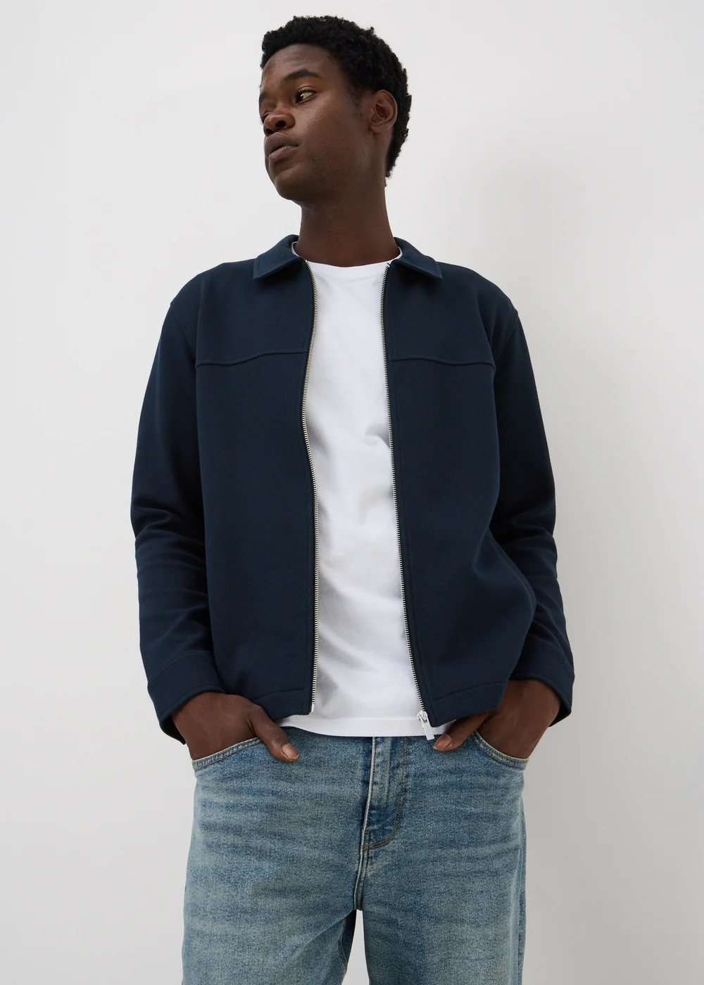 Navy Twill Jersey Jacket - S Image 1