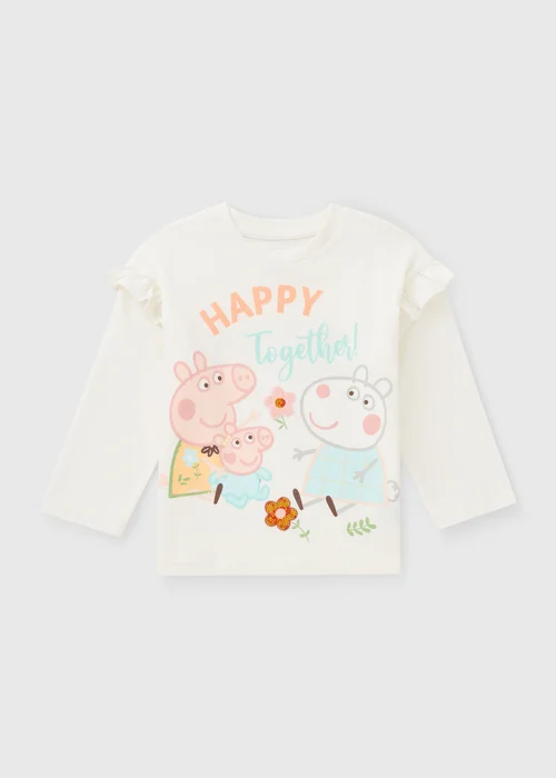 Peppa Pig Girls Cream Long Sleeve Top (1-5yrs) - 1-1.5 Yrs Image 1