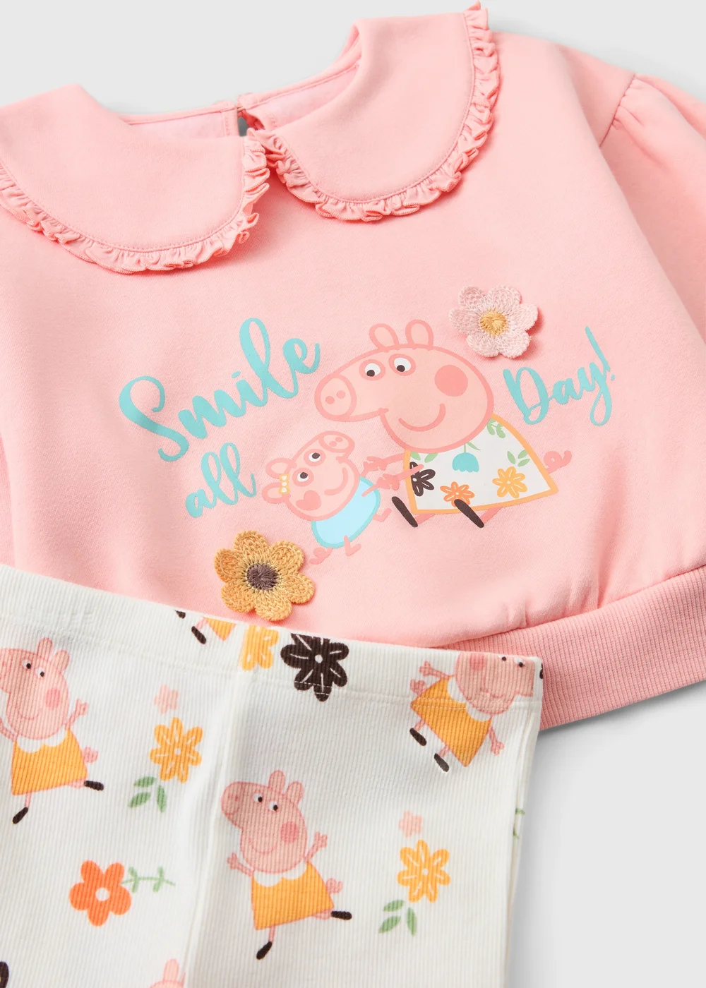 Peppa Pig Girls Pink Collared Sweatshirt & Leggings Set (1-5yrs) - 1 to 1 half years Image 2