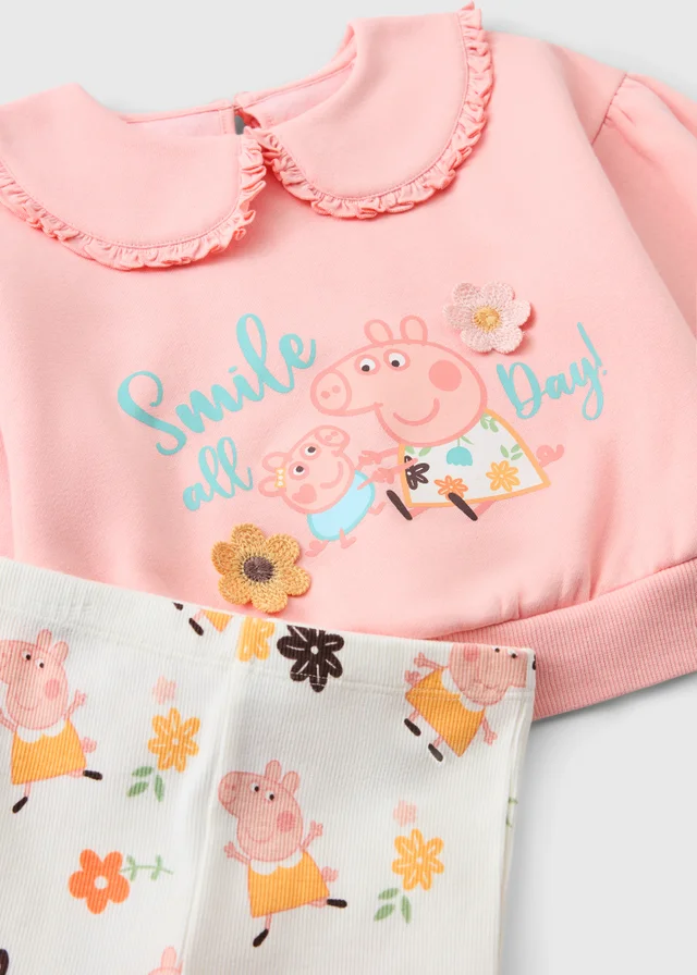 Peppa Pig Girls Pink Collared Sweatshirt & Leggings Set (1-5yrs)