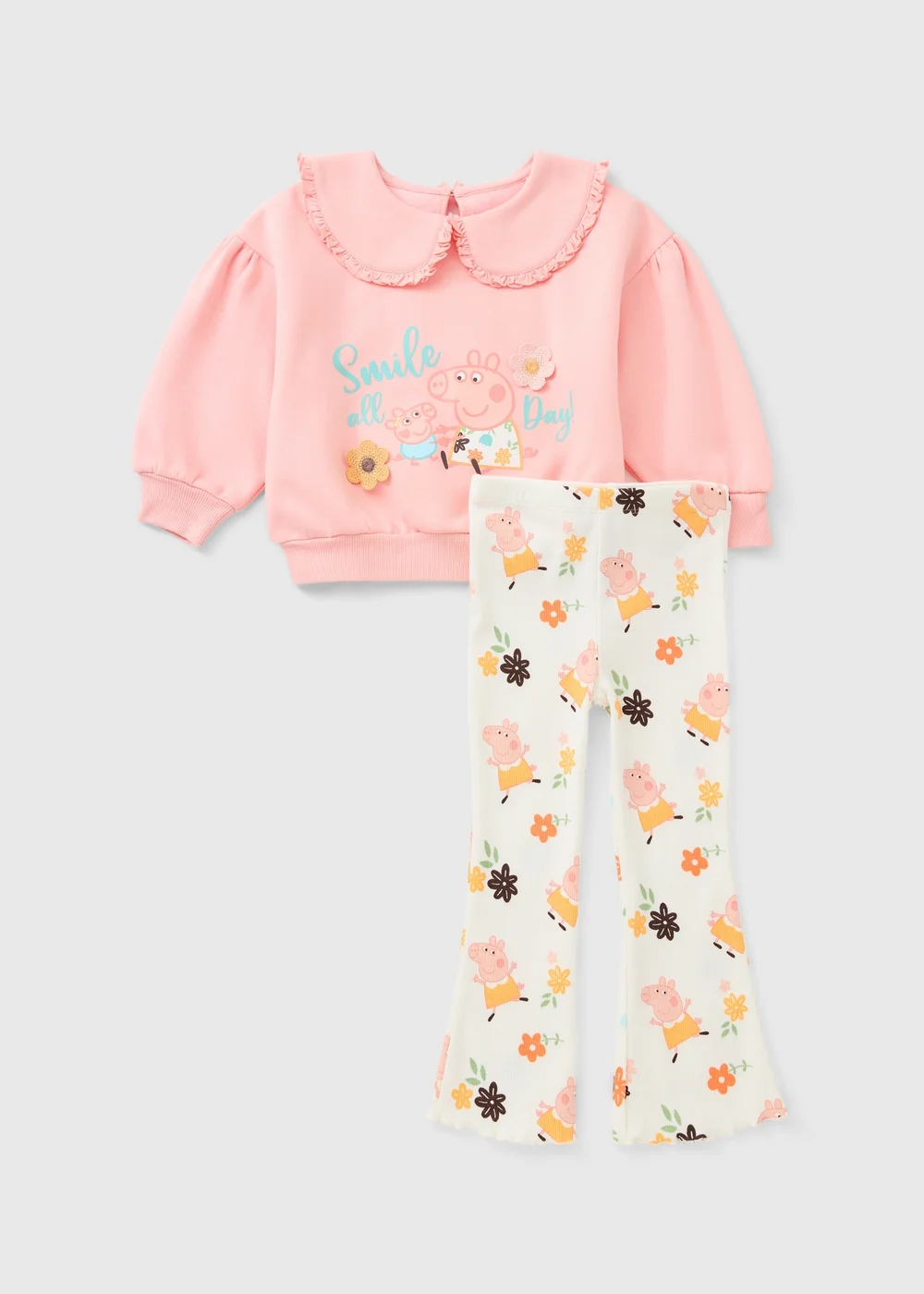 Peppa Pig Girls Pink Collared Sweatshirt & Leggings Set (1-5yrs) - 1 to 1 half years Image 1