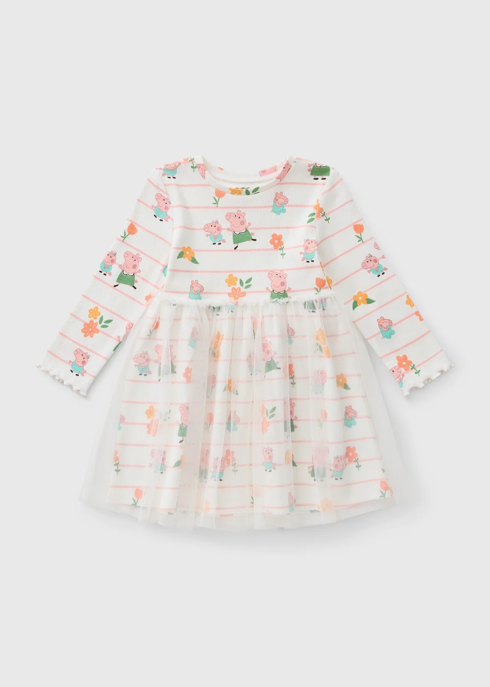 Peppa Pig Girls Cream Rib Mesh Dress (1-5yrs) - 1-1.5 Yrs Image 1