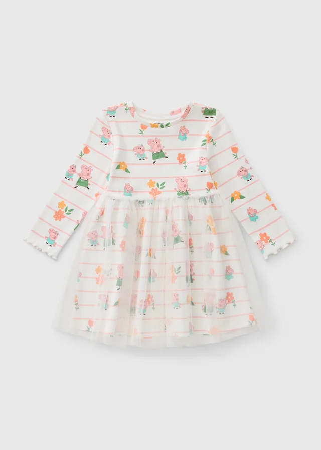 Peppa Pig Girls Cream Rib Mesh Dress (1-5yrs)