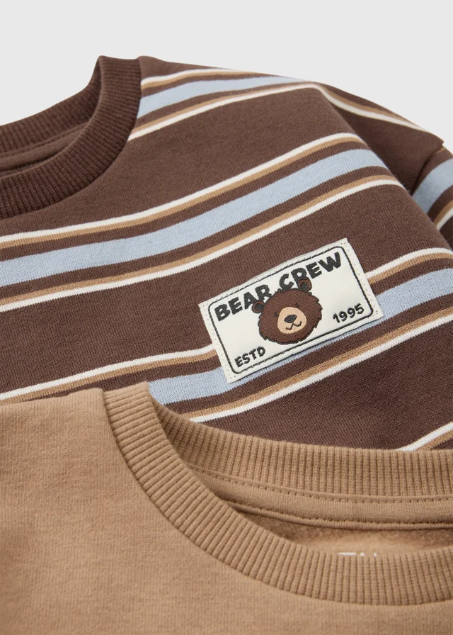 2 Pack Boys Tan Striped Sweatshirts (1-8 yrs)