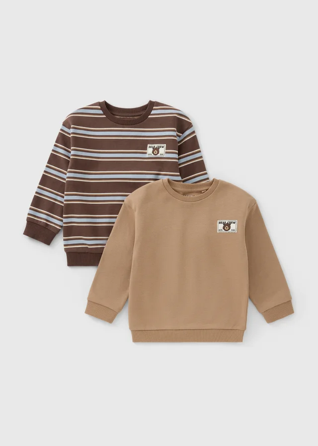 2 Pack Boys Tan Striped Sweatshirts (1-8 yrs)