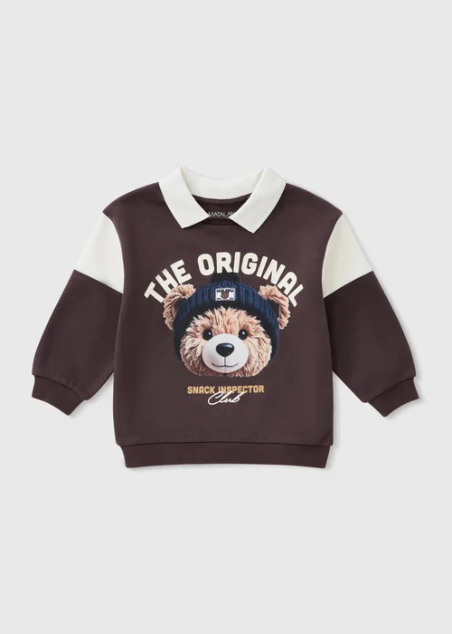 Boys Chocolate Brown Bear Sweatshirt (1-8 Yrs) - 1-1.5 Yrs Image 1