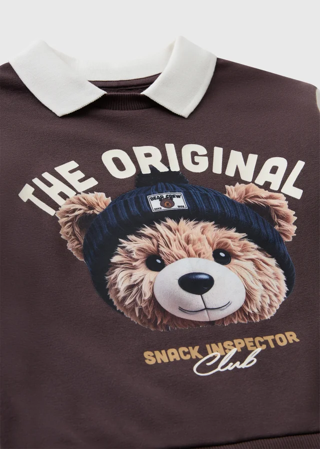 Boys Chocolate Brown Bear Sweatshirt (1-8 Yrs)