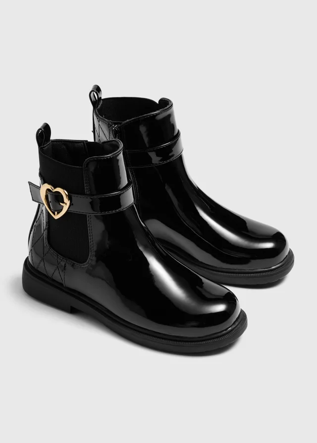 Black Faux Leather Chelsea Boot (Younger 12 - Older 5)