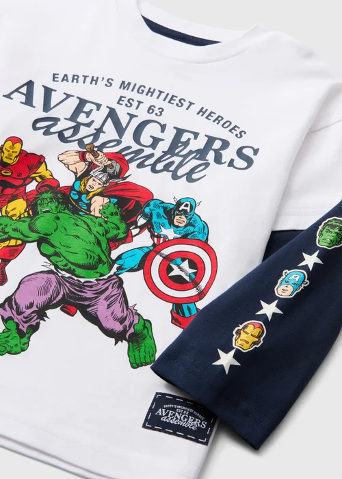 Marvel Boys White Avengers Long Sleeve Top (4-13yrs) - 4-5 Yrs Image 2
