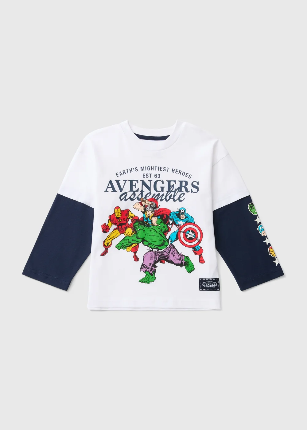 Marvel Boys White Avengers Long Sleeve Top (4-13yrs) - 4-5 Yrs Image 1