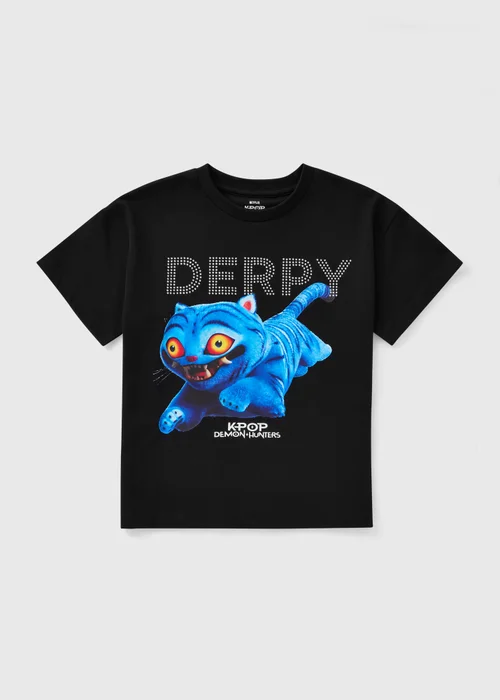 KPop Demon Hunters Girls Black Derpy T-Shirt (5-13yrs) - 5-6 Yrs Image 1