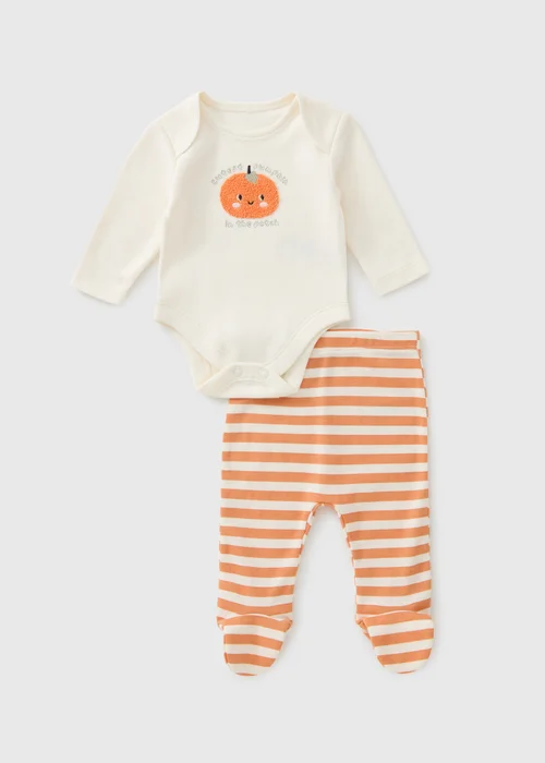 Baby Orange Cutest Pumpkin Bodysuit & Leggings Set (0-18mths) - First Size Image 1