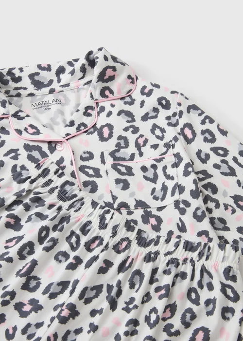 Girls Grey Leopard Print Pyjama Set (7-13yrs) - 7 Yrs Image 2