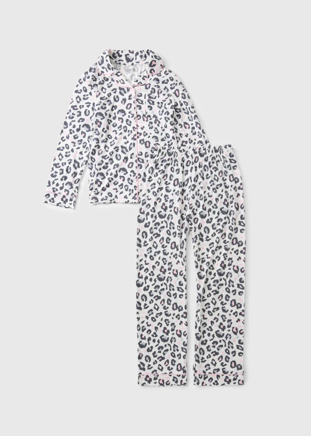 Girls Grey Leopard Print Pyjama Set (7-13yrs)