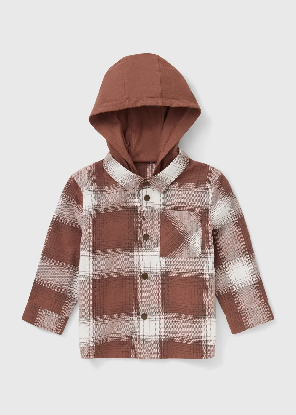 Boys Brown Check Hooded Shacket (1-8yrs) - 1-1.5 Yrs Image 1