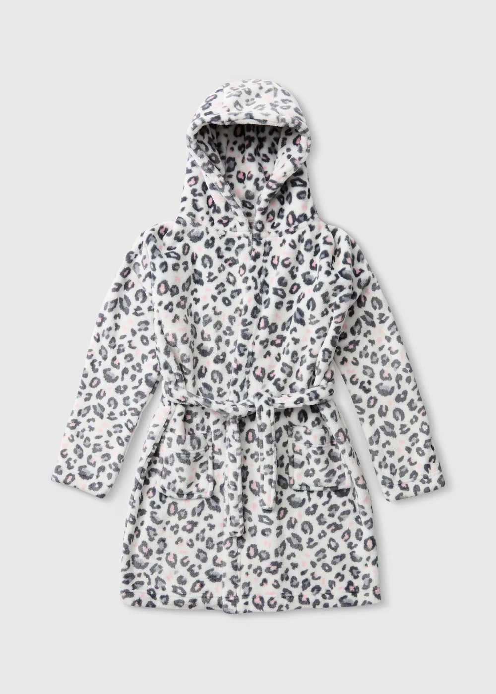 Girls Grey Leopard Print Dressing Gown (1-13yrs) - 2-3 Yrs Image 1