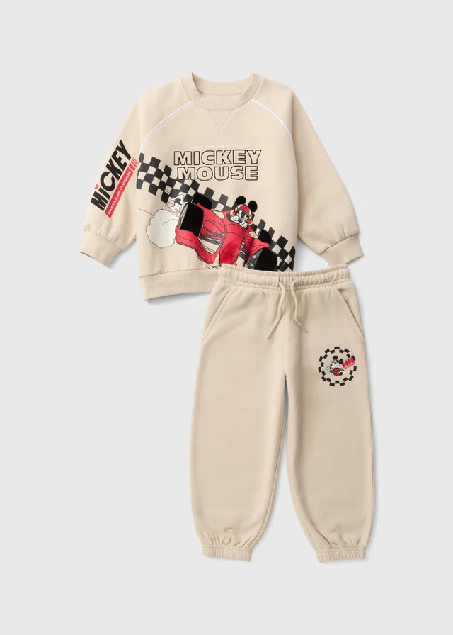 Disney Boys Stone Mickey F1 Sweatshirt & Jogging Bottom Set (1-7yrs)
