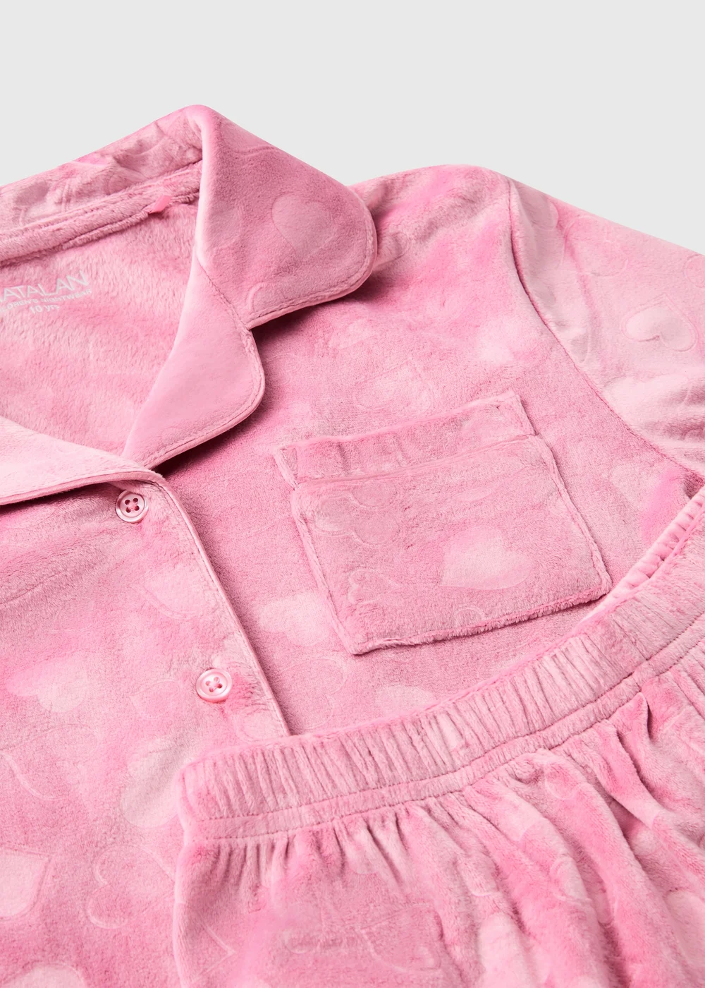 Girls Pink Heart Fleece Pyjama Set (1-13yrs) - 1 to 1 half years Image 2