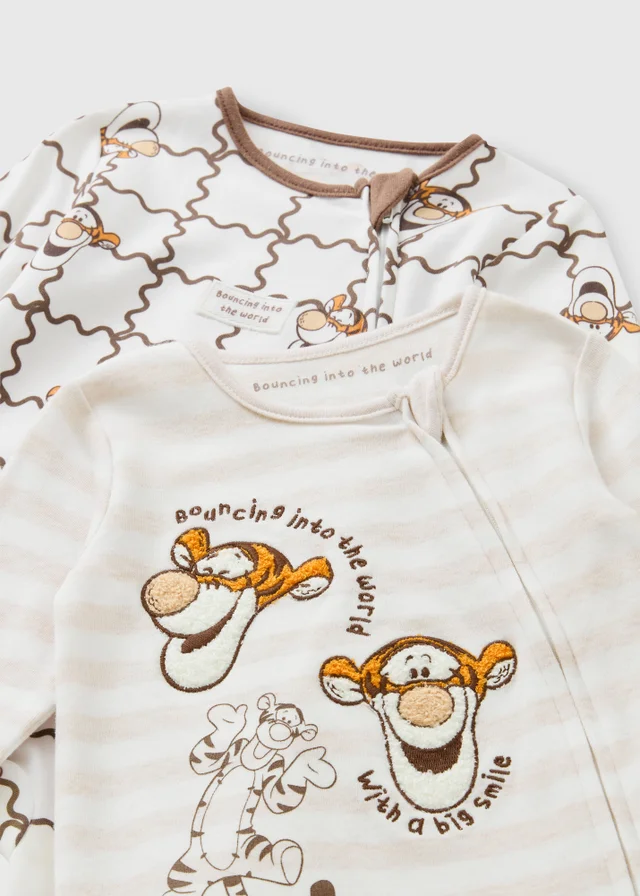 2 Pack Baby Beige Tigger Sleepsuit
