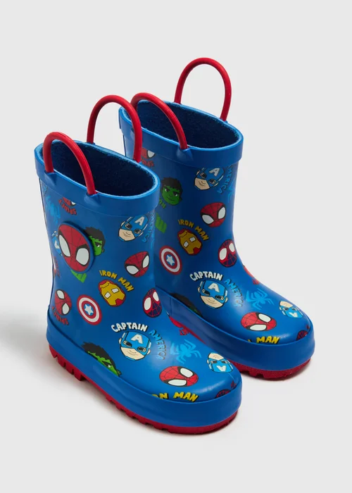 Boys Blue Spider Wellies (Younger 4-12) - 4 Infants Image 1
