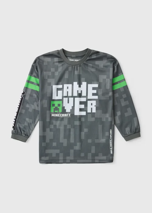 Boys Minecraft Grey Game Over Airtex T-Shirt (4-13yrs) - 5-6 Yrs Image 1