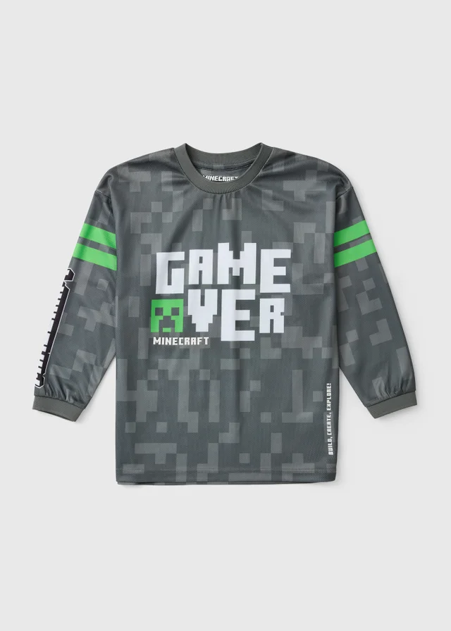 Boys Minecraft Grey Game Over Airtex T-Shirt (4-13yrs)
