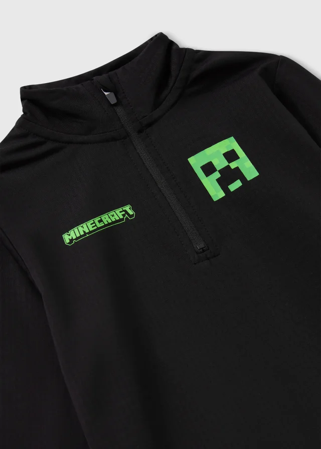 Minecraft Boys Black Quarter Zip Base Layer Jacket (4-13yrs)